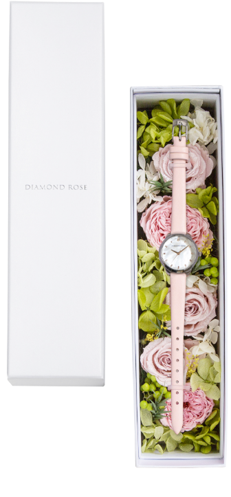 ピンクの時計とピンクの花